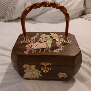 Vintage 70's Wooden Box Purse